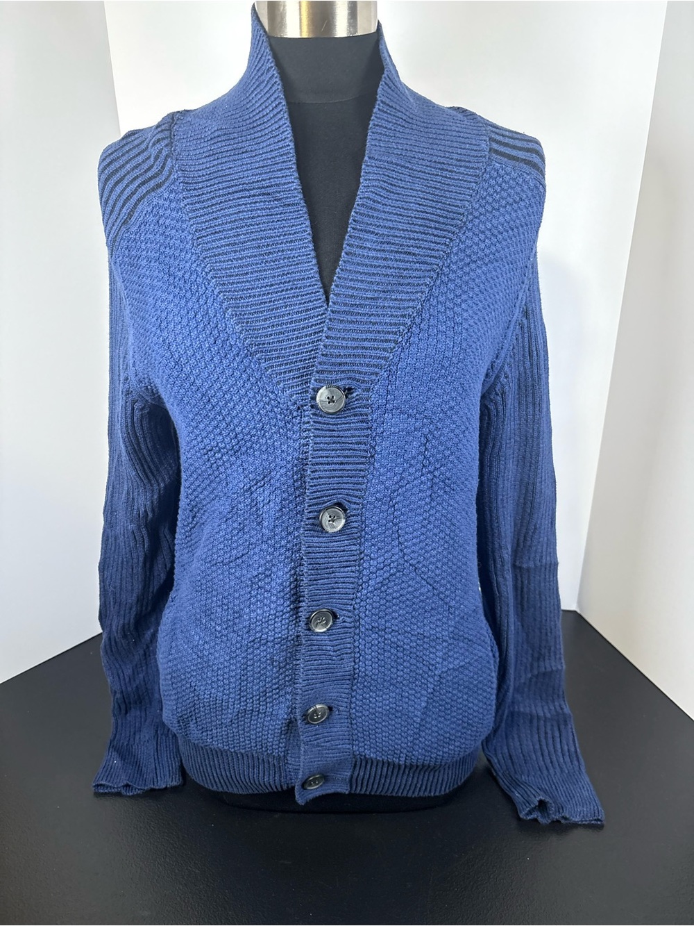 G by Guess Navy Blue Shawl-Collar Button Cardigan